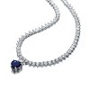 Guili Luxurious hear tennis necklace with stunning sapphire blue heart charm - Elegant sophisticated jewelry for a touch of glamour - 4 of 4