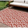 Red And Ivory Geometric Washable Indoor Outdoor Area Rug - 2 of 4
