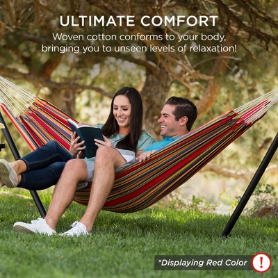 Onyx 2-Person Brazilian-Style Cotton Double Hammock with Steel Stand