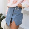 Women's Denim Wrap Hardware Notched Hem Mini Skort - Cupshe - 3 of 4