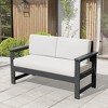 Hyleory HDPE 4-Piece Outdoor Sofa Set with Cushions, Conversation Set Including One Loveseat, Two Accent Chairs and a Coffee Table - 2 of 4