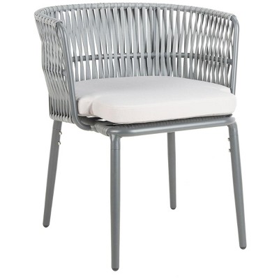 Gray Rope and Aluminum Outdoor Dining Chair with Cushions