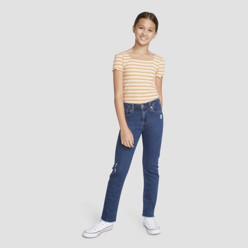Levi's® Girls' High-rise Straight Jeans - Dark Wash 7 : Target