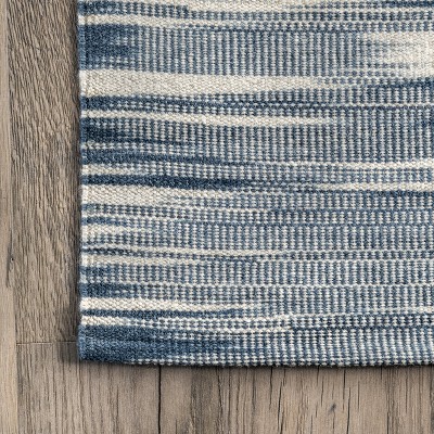Reba Blue Stripe Handmade Wool-Blend 5' x 8' Area Rug