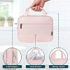 Hanging Toiletry Bag Travel Bag Women Men, Foldable Cosmetic Organizer, Roll up Makeup Bag, Water Resistant Accessories Toiletries (Pink Stripe) - 4 of 4
