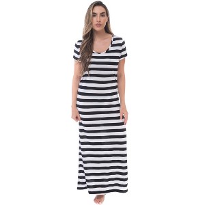 Just Love Womens Stripe Maxi Dress Knit Jersey T-Shirt Dress for Women - 1 of 3