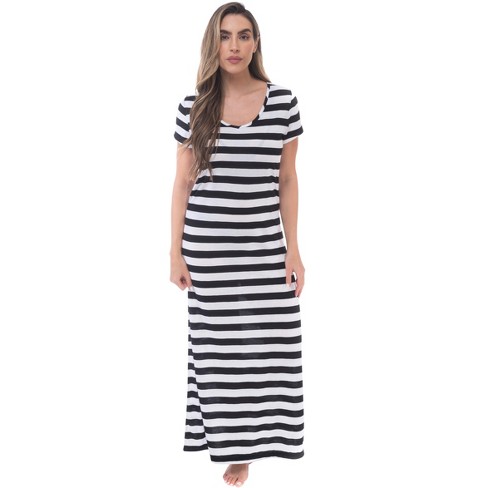 Just Love Womens Stripe Maxi Dress Knit Jersey T shirt Dress For Women 2193 bw 1x Target