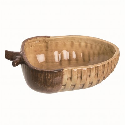 Transpac Ceramic Brown Harvest Woven Acorn Bowl