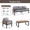 Mshliw 4-Piece Outdoor Sofa Set with Acacia Wood Armrests – Patio Conversation Set with Cushions and Coffee Table for Garden and Backyard - 4 of 4