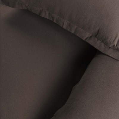 Twin Charcoal Flannel Cotton Duvet Cover Set with Pillow Shams