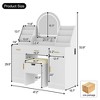 YONWAY 47.2" Makeup Vanity, Dressing Table Set with Mirror Cushioned Storage Stool Two Organizers 3 Drawers 2 Cabinets, for Bedroom, White - 4 of 4