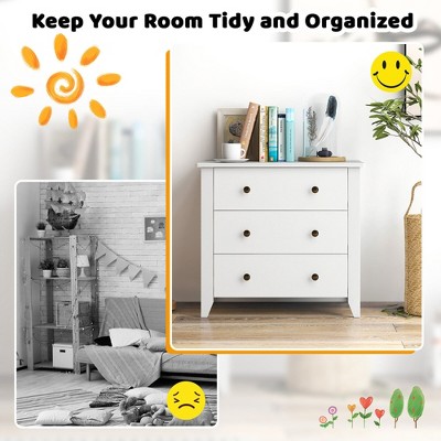 White MDF 3-Drawer Nursery Dresser Chest
