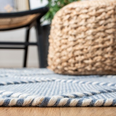 Blue and Ivory Handmade Wool Tufted Shag Rug 4' x 6'