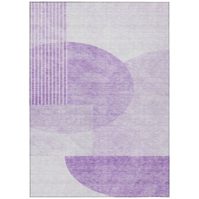 Purple And Lavender Geometric Washable Indoor Outdoor Area Rug