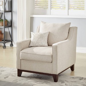 Madge Tweed Accent Chair Oatmeal - Inspire Q: Upholstered Occasional Reading Wingback for Living Room - 1 of 4