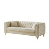 82'' Chenille Chesterfield Tufted 3-Seater Sofa with Copper Nailhead Trim, Metal Legs and Pull Buckle Design - 4 of 4