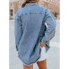 Coolmee Women Casual Lapel Buttons Turned-Up Long Sleeve Denim Jacket With Front Fake Pockets - 2 of 3