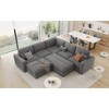 VYNXARIA 121.3in Sectional Couch Sofa Bed Modular Sofa with Two Movable Ottomans for Living Room,Gray - 2 of 4