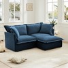Oversized 83.4" Chenille Slipcovered L-Shaped Modular Sectional Sofa with French Edges and Removable Covers - 3 of 4