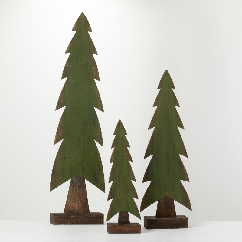 Wooden Oversized Evergreen Green 49"H Wood Set of 3, 1 of 8