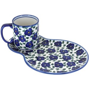 Blue Rose Polish Pottery 13H-14E WR Unikat Breakfast Plate & Mug Set - 1 of 1
