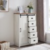 5 Drawers Dresser For Bedroom, Farmhouse Modern Tall Dresser With Sliding Barn Door, Storage Organizer Dresser For Living Room,Bedroom - 4 of 4