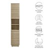 Modway Render Tall Linen Cabinet – Narrow Faux Travertine Storage Tower with Doors and Shelves - 3 of 4