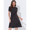 INSPIRE CHIC Women's Peter Pan Collar Tie Neck Short Sleeve A-Line Elegant Belted Floral Dress - 3 of 4