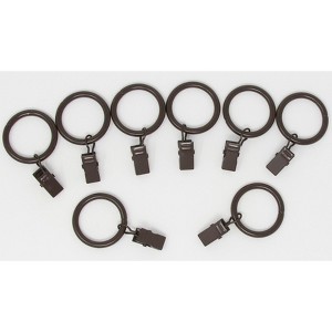 Metal Curtain Drapery Rings with Clips, 8 Pk, 1-inch Inner Diameter, Fits up to 3-4 inch Rod - 1 of 2