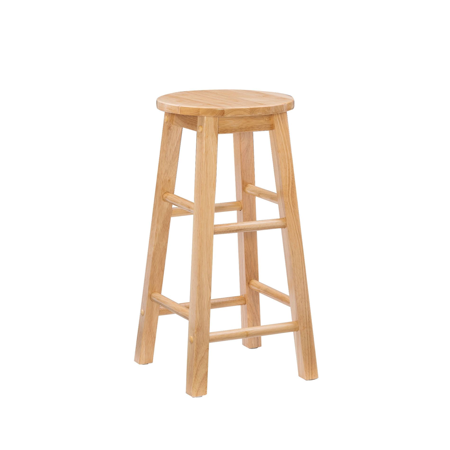 24" Killian Circle Seat Counter Height Barstool Natural - Linon: Round Wooden Stool, Fixed Height, No Fill