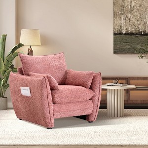 ModernLuxe Chenille Fabric Accent Chair, Upholstered Armchair with Pillows and Side Pocket for Living Room, Bedroom or Office - 1 of 4