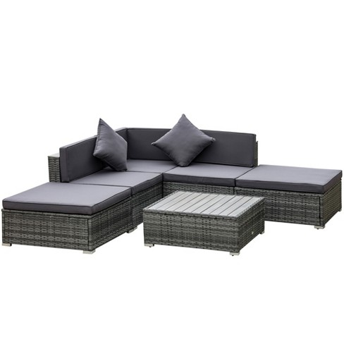 Outsunny 6pc deals rattan sofa set