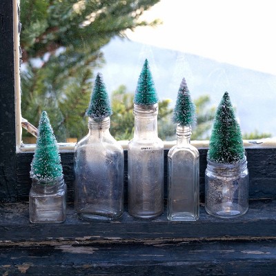 Park Hill Collection Vintage Mini Bottle Brush Tree Topped Bottles