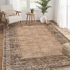 Washable Vintage Border Runner Rug Non-Slip Low Pile Stain-Resistant Boho Throw Carpet for Kitchen Hallway Living Room Bedroom. - 2 of 4