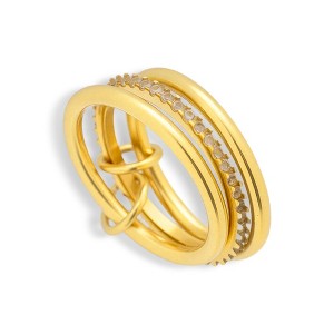 EVRY JEWELS WATERPROOF Gold or Silver Plated Stacked Linked Crystal Band Ring - 1 of 3