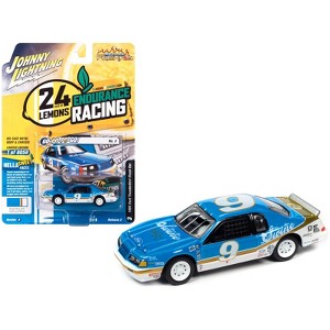 1986 Ford Thunderbird Stock Car #9 Bright Blue "Go-Po-Po-Go!" 24 Hours of Lemons 1/64 Diecast Model Car by Johnny Lightning - 1 of 3