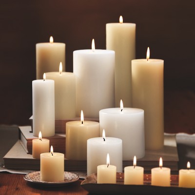 White Dripless Unscented Paraffin Wax Pillar Candle