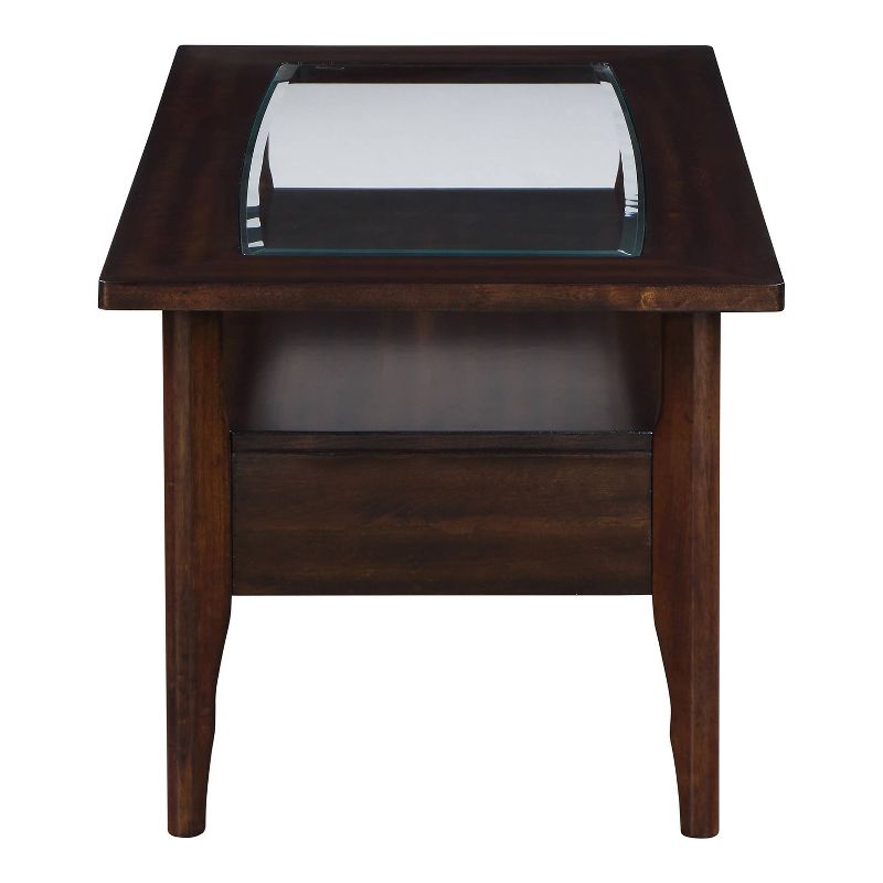 HOMES: Inside + Out 44&#34; Stardrift Transitional 1 Drawer Coffee Table with Shelf and Glass Top Dark Walnut, 6 of 9