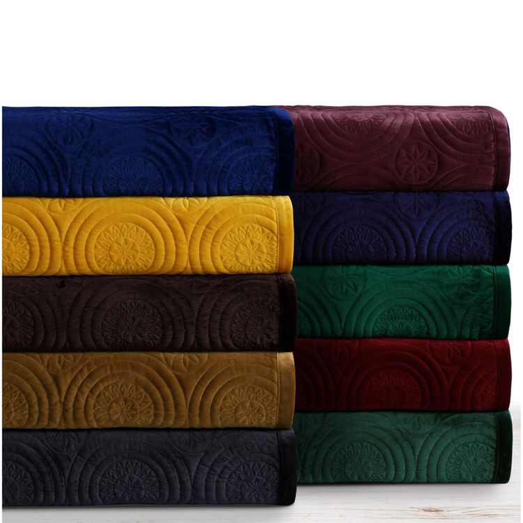 Capri Medallion Velvet Oversized Solid Quilt Set - Tribeca Living, 2 of 3