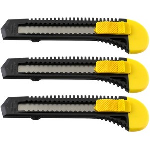 MotoProducts Bulk 6" Box Cutters Black with Snap-Off Blades and Safety Locks - 1 of 3