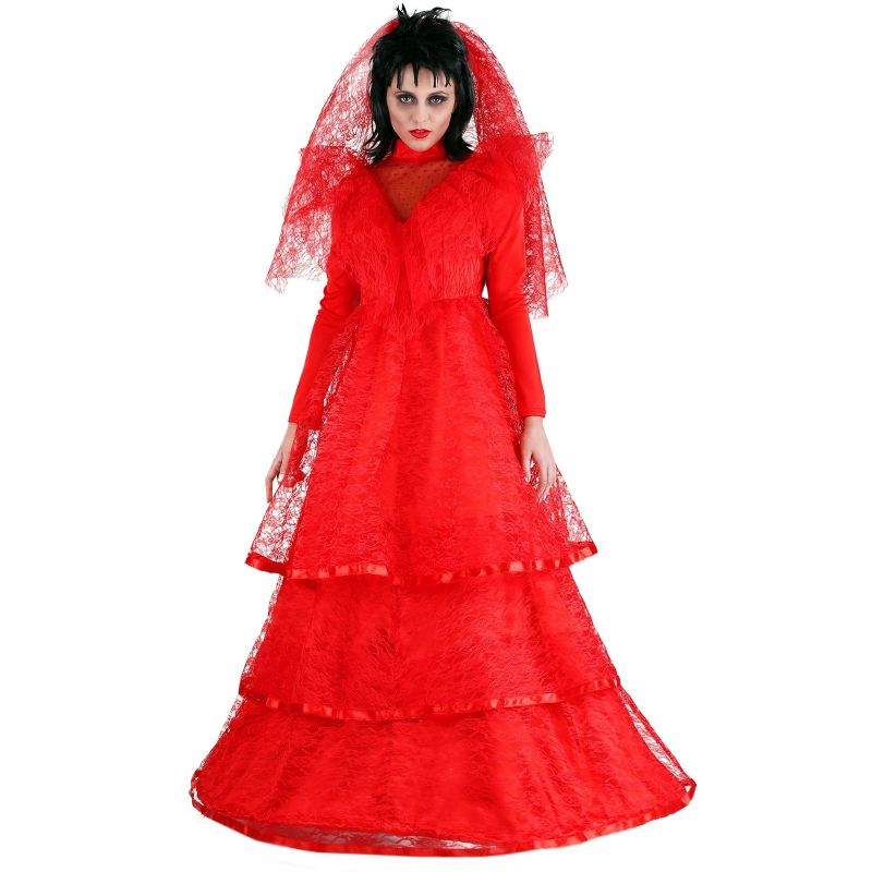 HalloweenCostumes.com Red Gothic Wedding Dress Plus Size Costume, 1 of 10