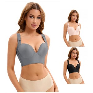 INSPIRE CHIC 3 Pcs Women's Wirefree Convertible Tummy Control 6 Hooks Push Up Bras - 1 of 4