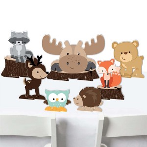 Big Dot of Happiness Woodland Creatures - Baby Shower or Birthday Party Centerpiece Table Decorations - Tabletop Standups - 7 Pieces - 1 of 4
