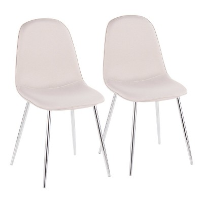 Set of 2 Pebble Contemporary Dining Chair Chrome/Beige - LumiSource