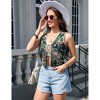 Clearlove Women's Floral Print V Neck Vest Tie Front Sleeveless Vintage Boho Vests Tops - 3 of 4