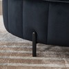 Lyngins Velvet Storage Ottoman with Reversible Lid, Round Ottoman Coffee Table with Adjustable Metal Legs, Channel Tufted Pumpkin-shape Footstool - 4 of 4