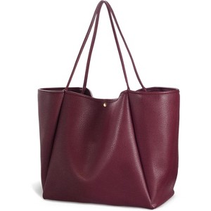 Oversize PU Leather Tote Bag for Women, Weekender Shopper Handbag with Spacious Interior for Travel and Daily Use - 1 of 4