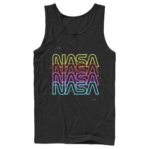Men's NASA Neon Rainbow Repeat Text Logo Tank Top - 1 of 4