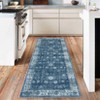 Coolmee Washable Area Rug Living Room Floral Non Slip Large Rug Vintage Traditional Stain Resistant Distressed Carpet Bedroom Dining RoomGreen - 2 of 4