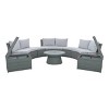Outdoor Sofa Set, PE Wicker Sofa With Cushions, Sectional Sofa Set for Free Combination, Multifunctional Table and Stools-Coolbibila - 3 of 4